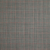 Tejido traje 100% lana Príncipe de Gales, negro, rojo, fondo blanquecino