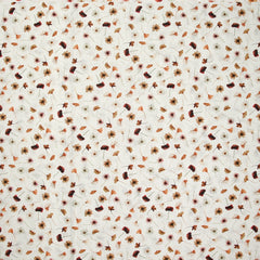 Coton imprimé au gré du vent marron fond blanc