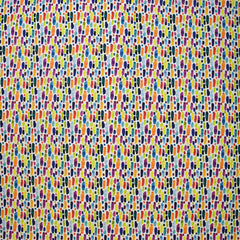 Coton imprimé briques multicolore fond blanc