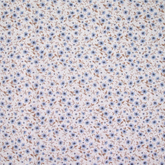 Coton imprimé champêtre bleu fond blanc