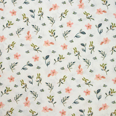 Coton imprimé envole céleste rose et bleu fond blanc