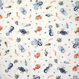 Coton imprimé poisson-clown fond blanc