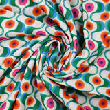 Viscose printed green and orange agitation white background