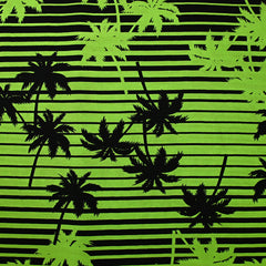 Viscose imprimée palmiers et rayures vert et noir