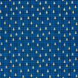 Christmas cotton tartan printed and golden fir blue background