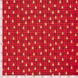 Christmas cotton printed tartan printed and golden fir red background