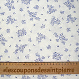 Coton imprimé petite brousse bleu fond blanc