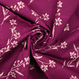 Cotton poplin printed with Japanese flower on purple background
