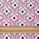 Black floral printed viscose with pink background