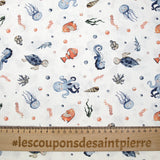 Coton imprimé poisson-clown fond blanc