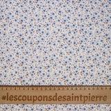 Coton imprimé champêtre bleu fond blanc