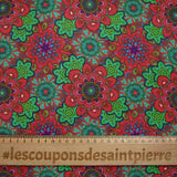 Red, green and blue mandala printed cotton