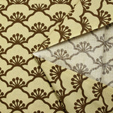 Brown graphic printed cotton poplin with beige background