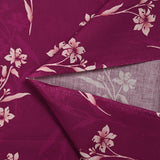Cotton poplin printed with Japanese flower on purple background