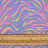 Cotton yellow and blue zebra print with pink background
