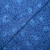 Cotton floral garden print with cobalt blue background
