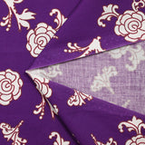 Brown ornamental printed cotton poplin with purple background