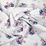 Blue and pink white kawaii print cotton