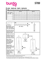 Patron Burda n°5789 : Pantalon