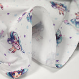 Blue and pink white kawaii print cotton