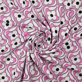 Black floral printed viscose with pink background
