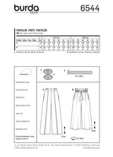 Burda boss n ° 6544: loose legs pants