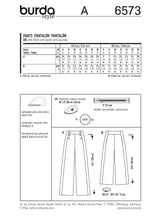 Patrón N ° 6573 Burda: pantalones