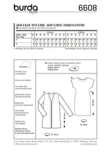 Boss n ° 6608 Burda: jacket without closure