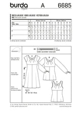 Patrón N ° 6685 Burda: vestido y cintura alta superior