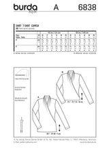 Patrón N ° 6838: Camiseta Efecto drapeado de mangas largas