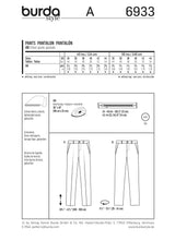 Patrón N ° 6933: pantalones para hombres