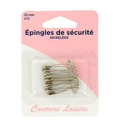 Epingles de sécurité nickelées n°1 X12 - 33 mm