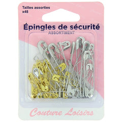 Epingles de sécurité nickel. et laiton assort. X48
