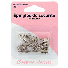Epingles de sécurité nickelées assorties X12