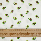 Double gaze imprimée avocat vert fond blanc