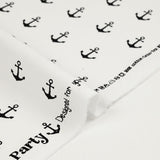Cotton printed black navy anchor on white background