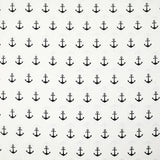 Cotton printed black navy anchor on white background