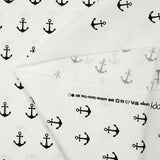 Cotton printed black navy anchor on white background