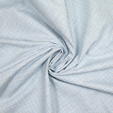 Polycotton poplin with brown checks and sky blue background