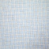 Polycotton poplin with brown checks and sky blue background
