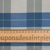 Viscose printed with gray and barbel blue checks