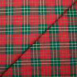 Coton tissé-teint tartan rouge et vert lurex doré