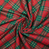 Coton tissé-teint tartan rouge et vert lurex doré