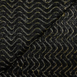 Puntilla de poliéster calada con ondas de lúrex dorado y negro