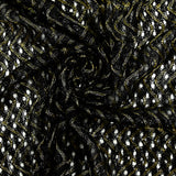 Puntilla de poliéster calada con ondas de lúrex dorado y negro