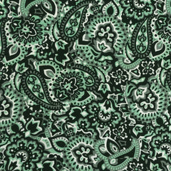 Viscose imprimée arabesque vert et gris