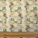 Voile de algodón y seda con estampado floral de lúrex sobre fondo crudo