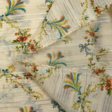 Voile de algodón y seda con estampado floral de lúrex sobre fondo crudo