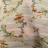 Voile de algodón y seda con estampado floral de lúrex sobre fondo crudo