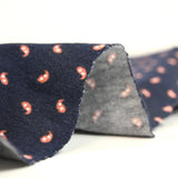 Punto de algodón con estampado de burbujas marrón y lunares azul marino